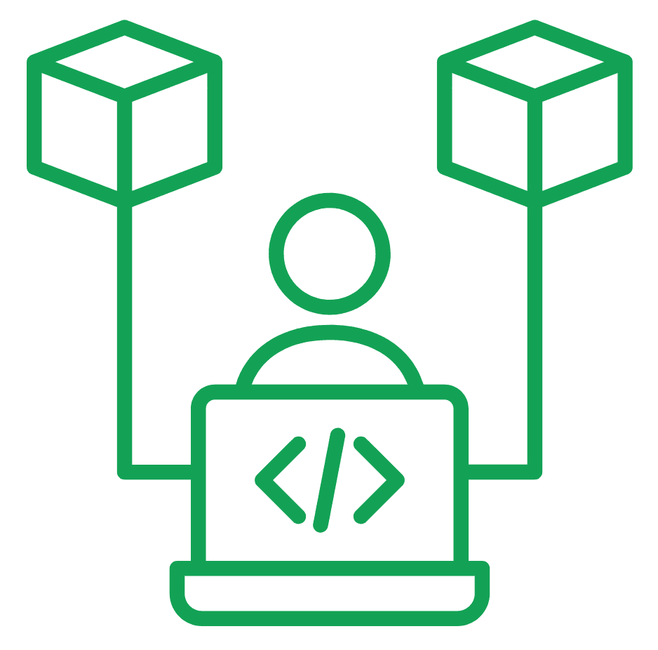 Blockchain development icon — connected blocks